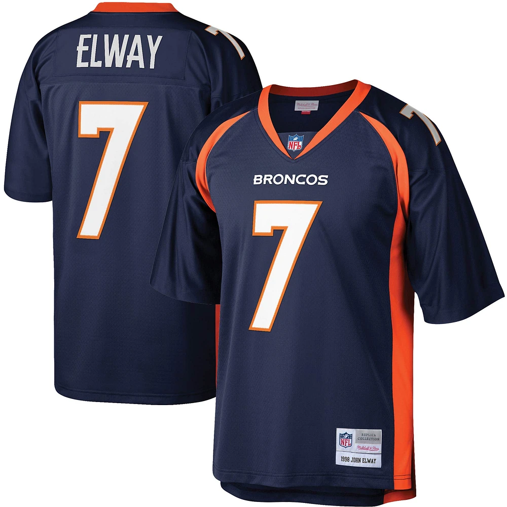 Maillot réplique Mitchell & Ness John Elway bleu marine Denver Broncos 1998 Legacy pour homme