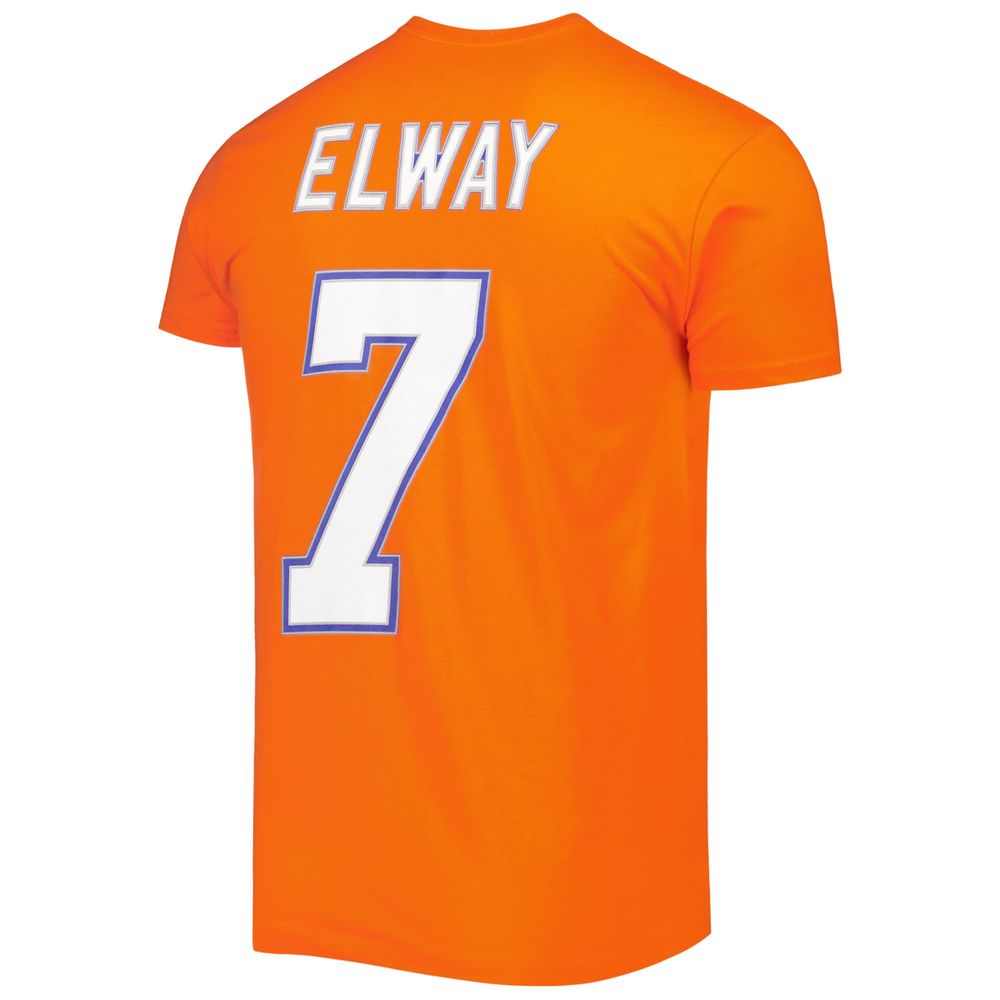 Men's Mitchell & Ness John Elway Orange Denver Broncos Retired Player Logo Name Number T-Shirt