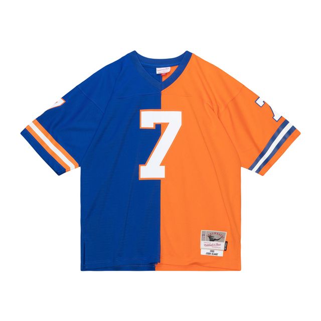 Maillot réplique Mitchell & Ness John Elway Royal/Orange Denver Broncos 1990 Split Legacy pour hommes