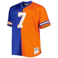 Men's Mitchell & Ness John Elway Royal/Orange Denver Broncos Big Tall Split Legacy Retired Player Replica Jersey