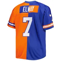 Men's Mitchell & Ness John Elway Royal/Orange Denver Broncos Big Tall Split Legacy Retired Player Replica Jersey