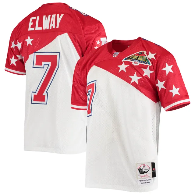 Men's Mitchell & Ness John Elway White Denver Broncos Retired Player Name Number Mesh Top Size: Small