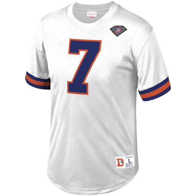 Men's Mitchell & Ness John Elway White Denver Broncos Retired Player Name Number Mesh Top Size: Small