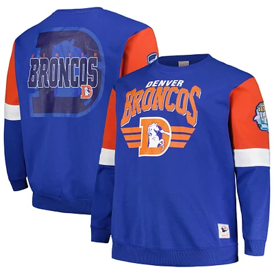 Men's Mitchell & Ness Royal Denver Broncos Big Tall Fleece Pullover Sweatshirt