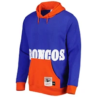 Men's Mitchell & Ness Royal Denver Broncos Big Face 5.0 Pullover Hoodie