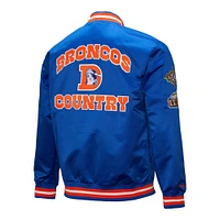 Men's Mitchell & Ness Royal Denver Broncos Double Down Satin Full-Snap Jacket