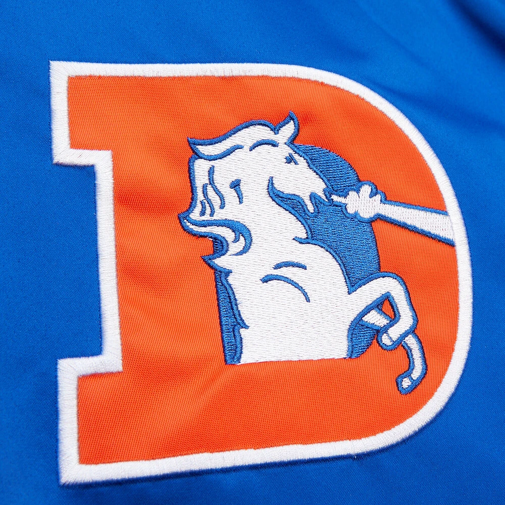 Men's Mitchell & Ness Royal Denver Broncos Double Down Satin Full-Snap Jacket