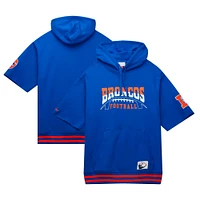 Men's Mitchell & Ness Royal Denver Broncos Pre-Game Short Sleeve Pullover Hoodie