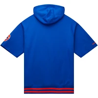 Sweat à capuche manches courtes pour hommes Mitchell & Ness Royal Denver Broncos d'avant-match