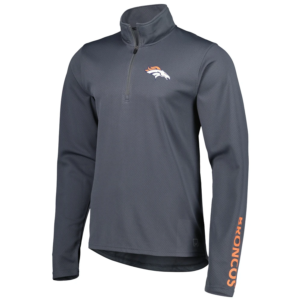 Pull demi-zippé MSX by Michael Strahan pour homme, couleur anthracite, des Denver Broncos
