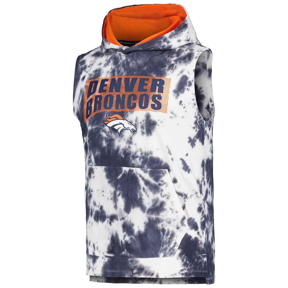 Sweat à capuche sans manches MSX by Michael Strahan pour hommes, bleu marine, Denver Broncos Resistance