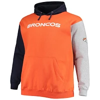 Sweat à capuche bleu marine/orange Denver Broncos Big & Tall pour hommes