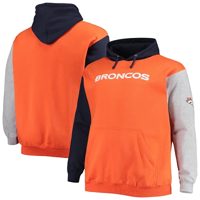 Sweat à capuche bleu marine/orange Denver Broncos Big & Tall pour hommes