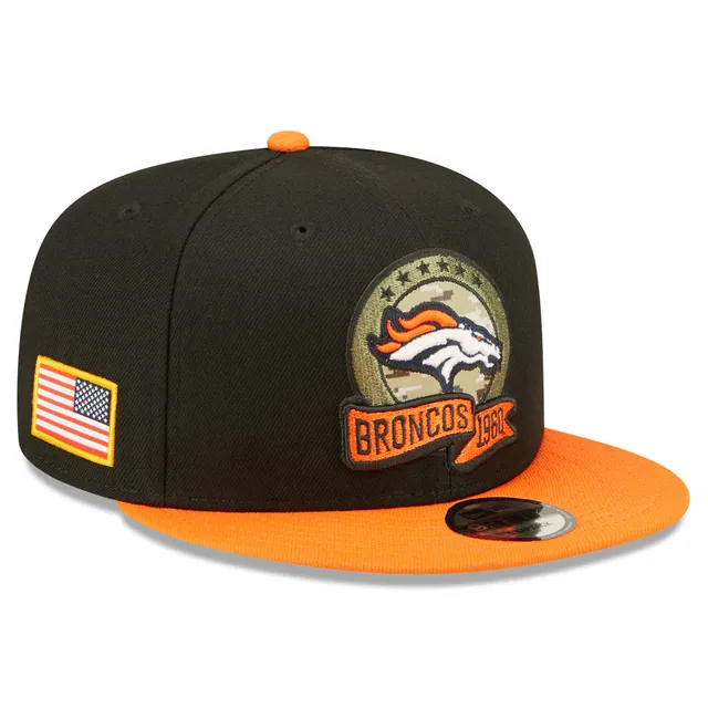 Logo historique empilé 9FIFTY des Denver Broncos orange New Era pour hommes  - Casquette snapback