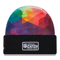 Bonnet en tricot à revers NFL Crucial Catch New Era noir Denver Broncos 2023 pour hommes