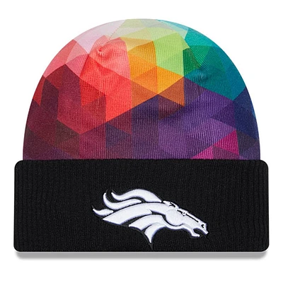 Bonnet en tricot à revers NFL Crucial Catch New Era noir Denver Broncos 2023 pour hommes