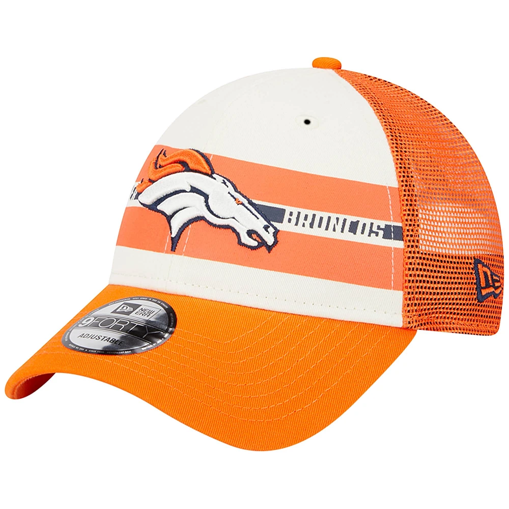 Casquette Snapback 9FORTY Team Stripe Trucker des Broncos de Denver crème/orange New Era pour homme