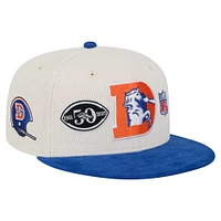 Casquette ajustée 59FIFTY en velours côtelé pour homme New Era, couleur crème/bleu royal, Denver Broncos