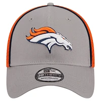 Casquette flexible 39THIRTY Denver Broncos Pipe New Era pour hommes, gris/orange