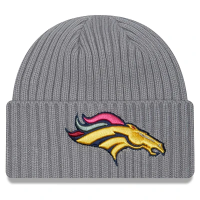 Bonnet en tricot à revers New Era pour hommes, gris chin