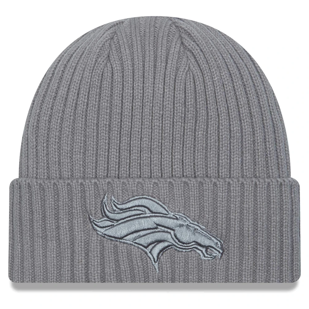 Bonnet en tricot à revers New Era pour hommes, gris chiné, Denver Broncos Color Pack