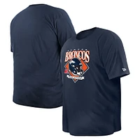 T-shirt bleu marine avec casque Big & Tall des Denver Broncos New Era pour hommes