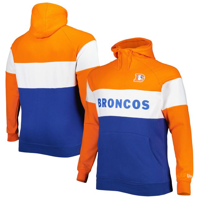 Sweat à capuche raglan Big & Tall Throwback color block des Broncos de Denver New Era bleu marine pour homme