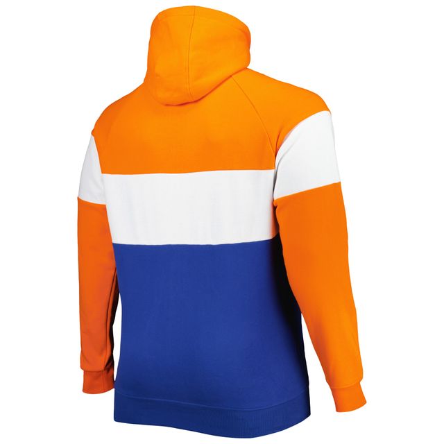 Sweat à capuche raglan Big & Tall Throwback color block des Broncos de Denver New Era bleu marine pour homme