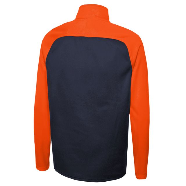 Veste à demi-glissière raglan New Era Denver Broncos Combine Authentic O-Line pour homme, bleu marine