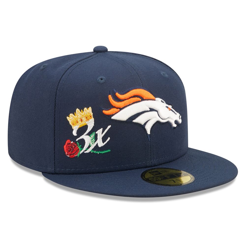 Men's New Era Navy Denver Broncos Crown 3x Super Bowl Champions 59FIFTY Fitted Hat