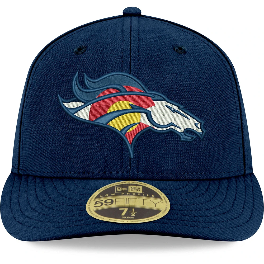 Casquette ajustée 59FIFTY à profil bas des Denver Broncos Omaha pour homme New Era bleu marine