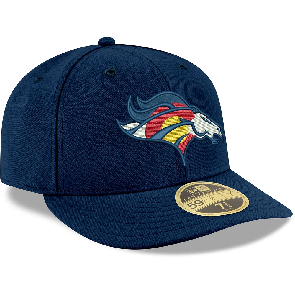Casquette ajustée 59FIFTY à profil bas des Denver Broncos Omaha pour homme New Era bleu marine