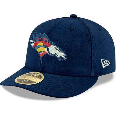 Casquette ajustée 59FIFTY à profil bas des Denver Broncos Omaha pour homme New Era bleu marine