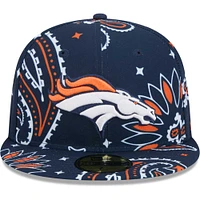 Men's New Era Navy Denver Broncos Paisley 59FIFTY Fitted Hat
