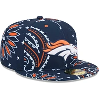 Men's New Era Navy Denver Broncos Paisley 59FIFTY Fitted Hat