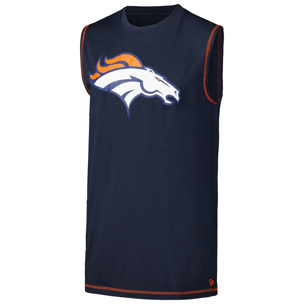 Men's New Era Navy Denver Broncos Tank Top