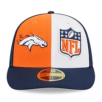 Casquette ajustée 59FIFTY Low Profile des Denver Broncos 2023 Sideline New Era pour homme, orange/bleu marine