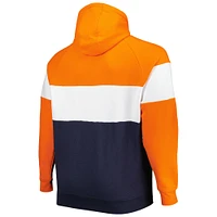 Chandail à capuchon raglan en molleton couleurs contrastées de l'équipe actuelle des Denver Broncos Big & Tall New Era pour homme, orange/bleu marine