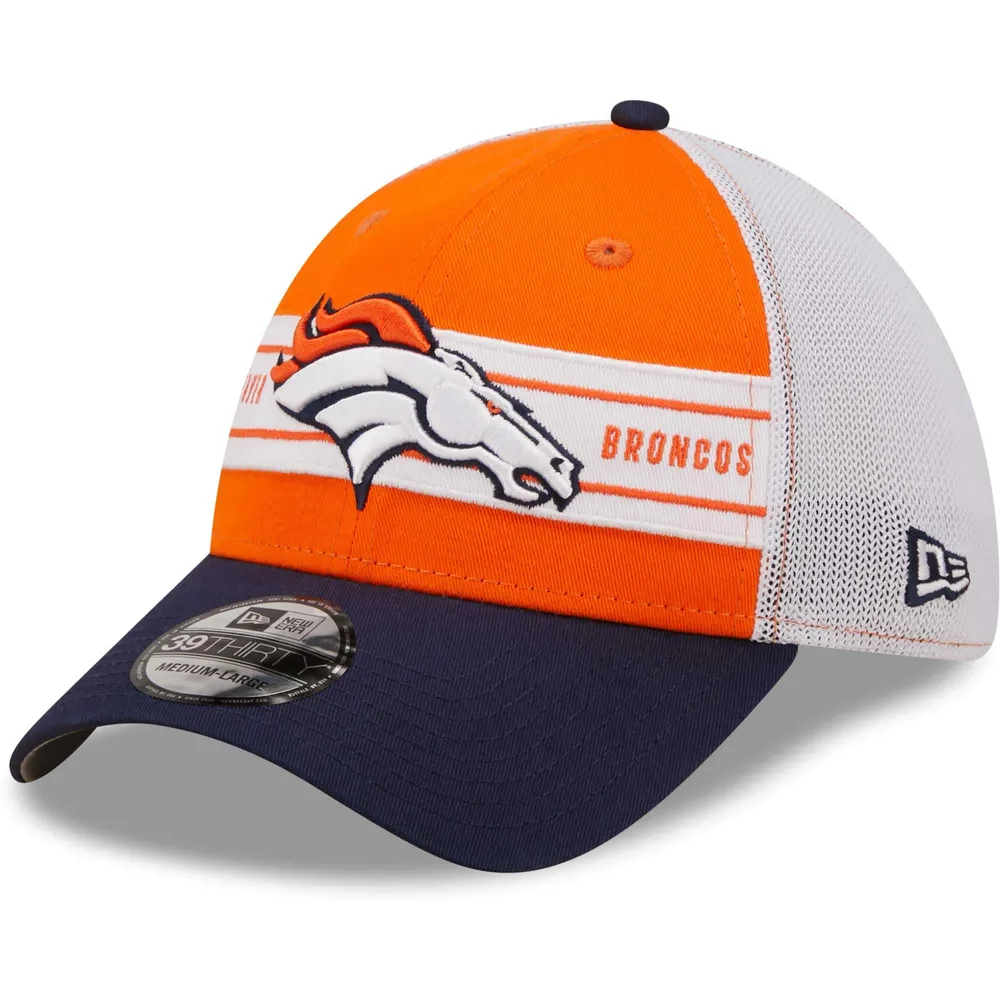 39THIRTY à bandes de l'équipe Denver Broncos New Era orange/bleu marine pour homme - Casquette flex