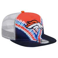 Casquette de golf à pression Denver Broncos Throwback Dye Orange/Navy New Era pour homme