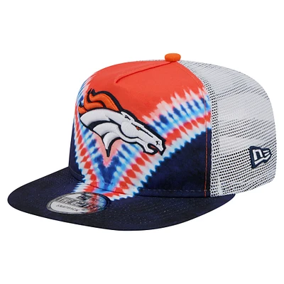 Casquette de golf à pression Denver Broncos Throwback Dye Orange/Navy New Era pour homme