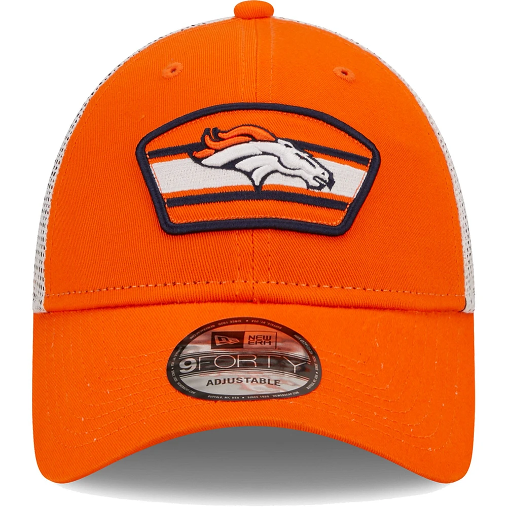 NWE BRONC ORNGE WHIT NFL LOGO PATCH TRUCKER 9FORTY HATMENSTR