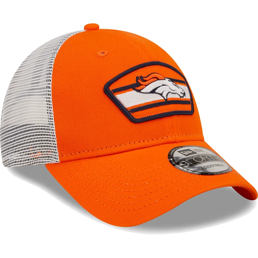 NWE BRONC ORNGE WHIT NFL LOGO PATCH TRUCKER 9FORTY HATMENSTR