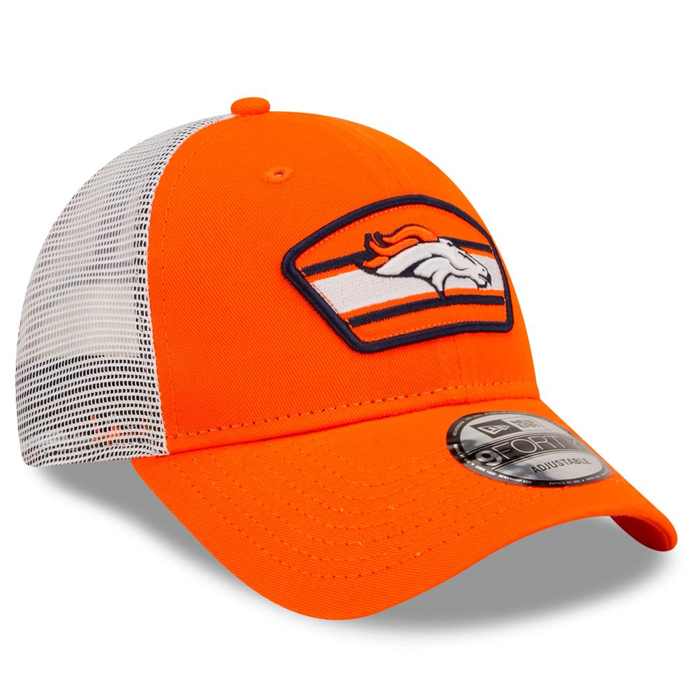 Men's New Era Orange/White Denver Broncos Patch Trucker 9FORTY - Snapback Hat