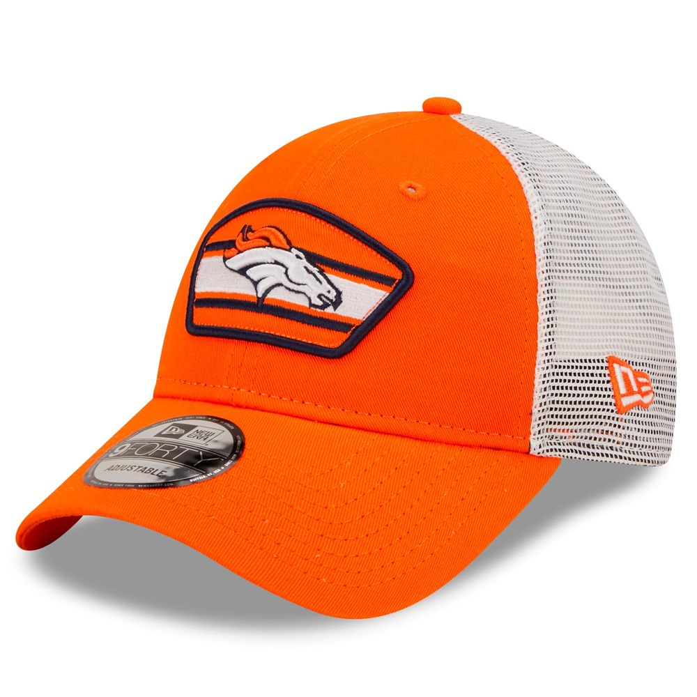 Men's New Era Orange/White Denver Broncos Patch Trucker 9FORTY - Snapback Hat