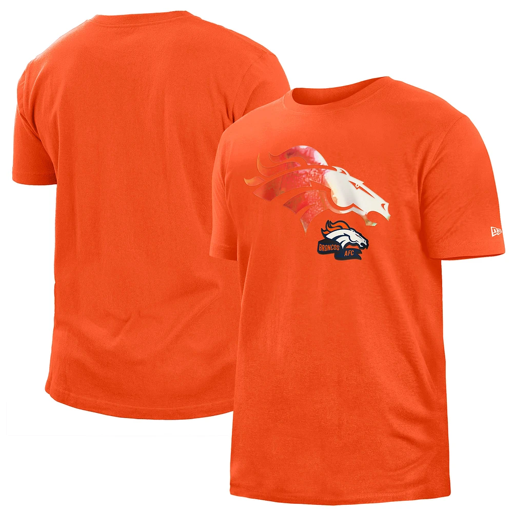 T-shirt New Era Denver Broncos 2022 Sideline Ink Dye orange pour homme