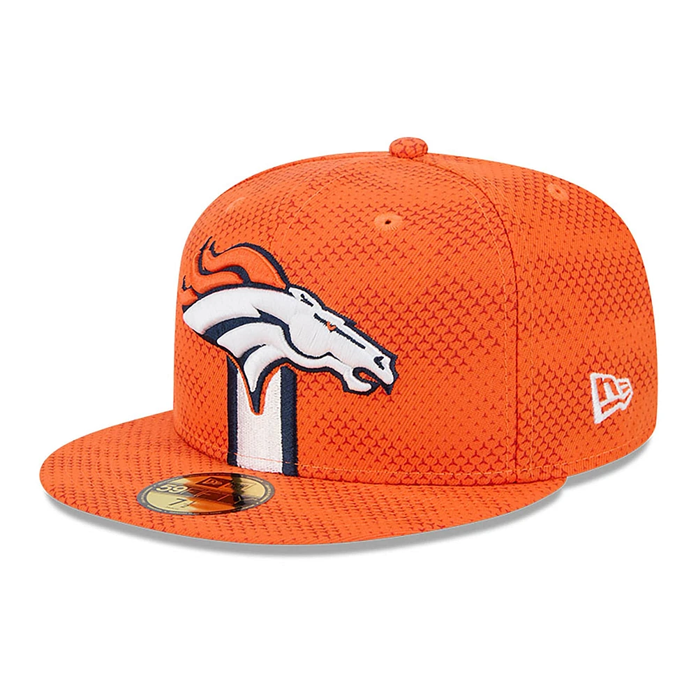 Casquette ajustée 59FIFTY orange Denver Broncos 2024 Sideline New Era pour homme