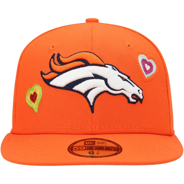 New Era Denver Broncos Fitted White Hat Cap Shiny Logo Bill Mens Size 7 New