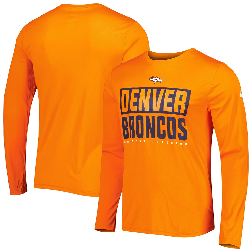 T-shirt à manches longues pour homme Denver Broncos Combine Authentic Offsides New Era orange