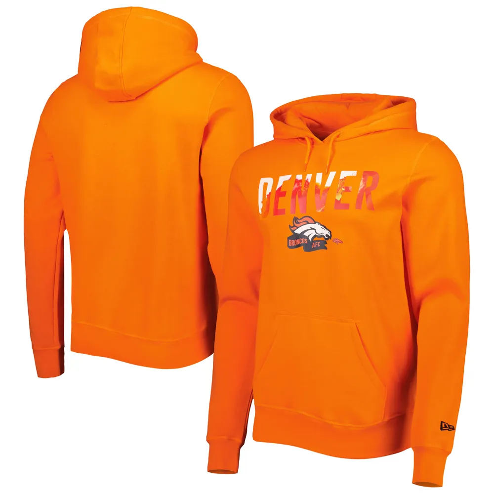 New Era Men's New Era Orange Denver Broncos Ink Dye Pullover